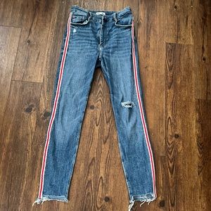 Zara red accent stripe jeans